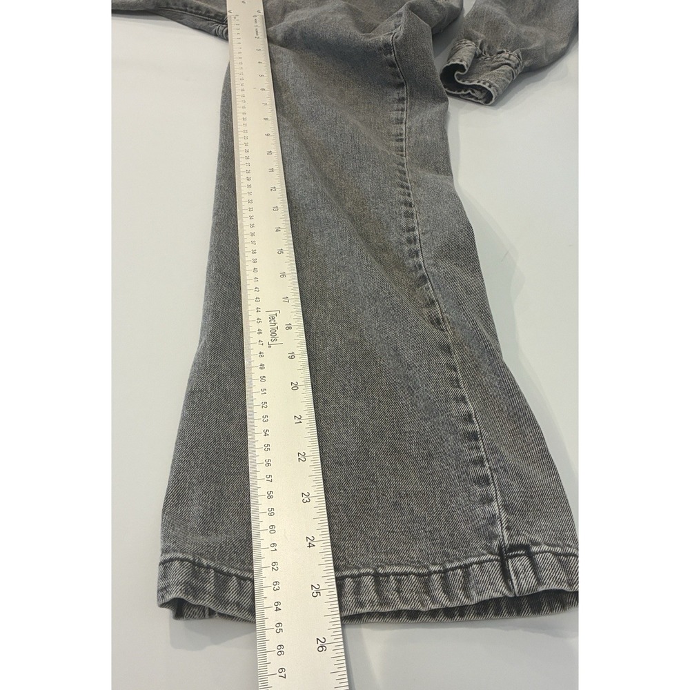 GAP Denim Jumpsuit Size 2P Washed Black Belted Puff Sleeve Button Up Retro 90's - Picture 10 of 10